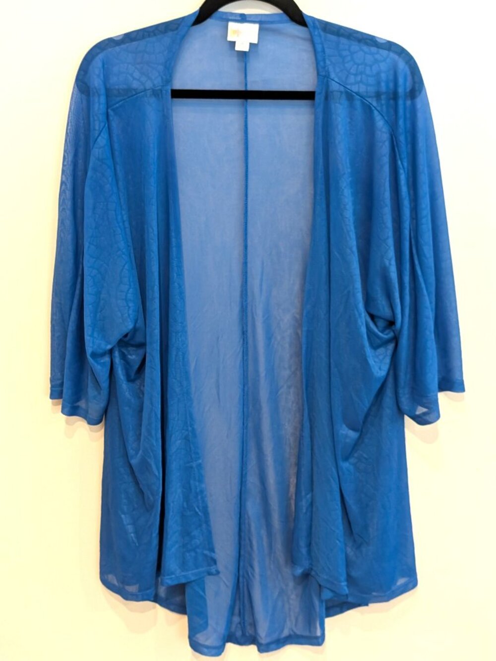 LuLaRoe Lindsay Cerulean Blue Sheer Lace Kimono Cardigan | Size M